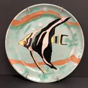 Angelfish on San Jose Plate — Wells Antique Tile & Pottery