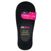 Airplus Ultra Soft, Light Weight No Show Socks, Black, Medium, 3 Pairs