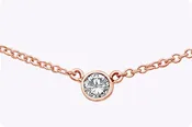0.09 Carat Round Cut Diamond Solitaire Pendant Necklace in Rose Gold