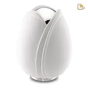 A1055   Tulip Standard Adult Urn White & Pol Silver