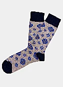 Beige/Navy Medallion Socks