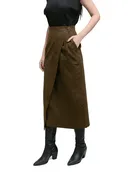 Atlas Wrap Skirt - Brown Herringbone