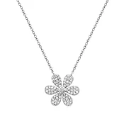 Floral Pave and Bezel Diamond Necklace