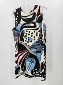 Art 365 Marella Ivory Size 10 Printed Multicolor Knee Length Sleeveless Dress