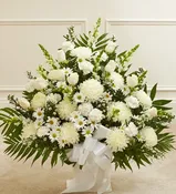 All White Floor Basket for Sympathy
