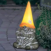Good Time Solar Gnamaste Meditating Gnome Statue with Peach Hat, 11 Inch