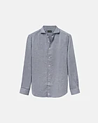 Classic Asphalt Black Linen-Blend Shirt
