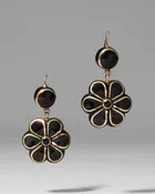 Antique 1800s 14k Gold & Tortoise Pique Earring
