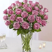 3 Dozen Lavender Rose Vase
