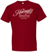 Hornady Gear 31872 Vintage Script  Red Cotton Semi-Fitted Medium