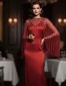 Handcrafted Jeweled Poncho in Red — Talk of The Walk