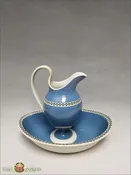An Antique English Pearlware Mocha Ewer and Basin, c1790-1800