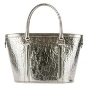 2008 Christian Dior Trotter Embossed Tote Metallic Silver