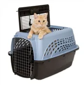 PETMATE 21232 Two-Door Top Load Carrier Taxi - Coffee Grounds/Metallic Pearl Tan