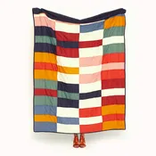 Kantha Quilted Throw Blanket | Multi-Check