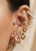 Assorted Crystal Stud And Hoop Earring Set