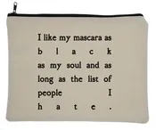 Black Mascara Canvas Zipper Hate Bag