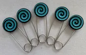 Brooch / Pin Blue/Black Spiral Design Hand Made
