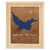 Buffalo Lake, North Carolina Stained Wood and Distressed White Frame Lake Map Silhouette