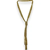 14kt Solid Yellow Gold 40" Sparkling Reflective Mesh Lariat Tie Necklace With Chain Tassels Made in Italy