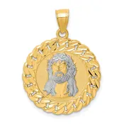 10k Two-Tone Gold Jesus Face Pendant