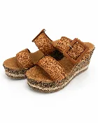 Pierre Dumas Metallic Raffia Wedge Sandals *FINAL SALE*