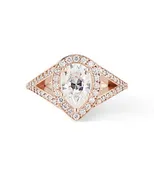 1.33ct Pear Cut Moissanite & Diamond Split Shank Ring