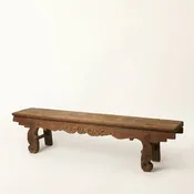 Large Carved Qing Dynasty Bench