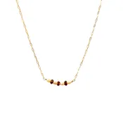 7 Stone Cluster Necklace, Garnet + Pearl, Gold