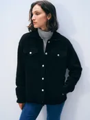 Cashmere Blend Shirt Jacket | Black-