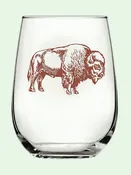Bison Stemless Wine Glass - Brown Print