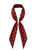 Checkered Gameday Magnetic Scarf Necklace: Red/Black