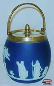1890's Dark Blue Wedgwood Classical Biscuit Jar