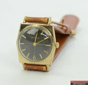 1971 Bulova Mens Gunmetal Gray Crosshair Thin Dress Wrist Watch Keeps Time NICE