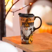 Haunted House 17 OZ Ceramic Cup and Puzzle Gift Set, Trick Or Treat Gnome