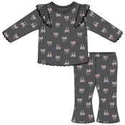2PC SET: L/S TOP + PANT KNIT-GREY DK.