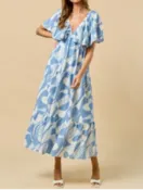 Artsy Appeal Deep V-Neck Tiered Dress