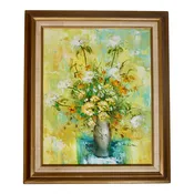 1970s Vintage Wildflower Still Life Original Oil Painting — Heirloom House Antiques