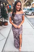Aymmetric Print Maxi Dress