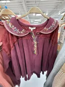 oli and hali Washed Embrodidered peter pan collar Top