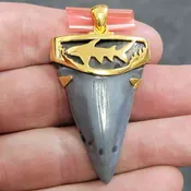 18K Gold Plated Cap Extinct Great White Tooth Necklace Pendant – EGWGLDCAP-8