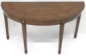 A George III Painted Decorated Satin Wood Demilune Console