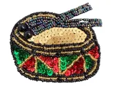 Drum Appliqué - Multicolored Sequins - Glass Beads 3” x 3”