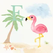 Flamingo Coastal Alphabet Printable Art - Green