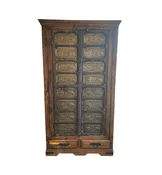 Antique Indian Brass Entry Door Pantry/Cabinet AS IS (0HI002)