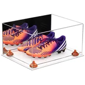 Large Display Case for Small Basketball High Top Shoes, Sneakers, Lacrosse, Soccer &amp; Football Cleats with Mirror Back No Wall Mounts
