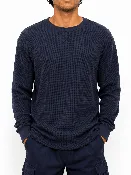 Green Waffle Knit Crew Neck Long Sleeve