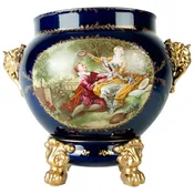 19th Century Pair of Limoges France Gilt Gold Porcelain Jardinières / Cache Pots — LA MAISON SUPREME