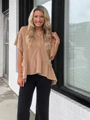 Carmel Swirl Ruffle Top