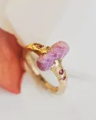 14K Gold Ruby Crystal Ring